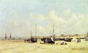 干潮時のビーチ、ベルク、1890-97 作： Eugene Louis Boudin